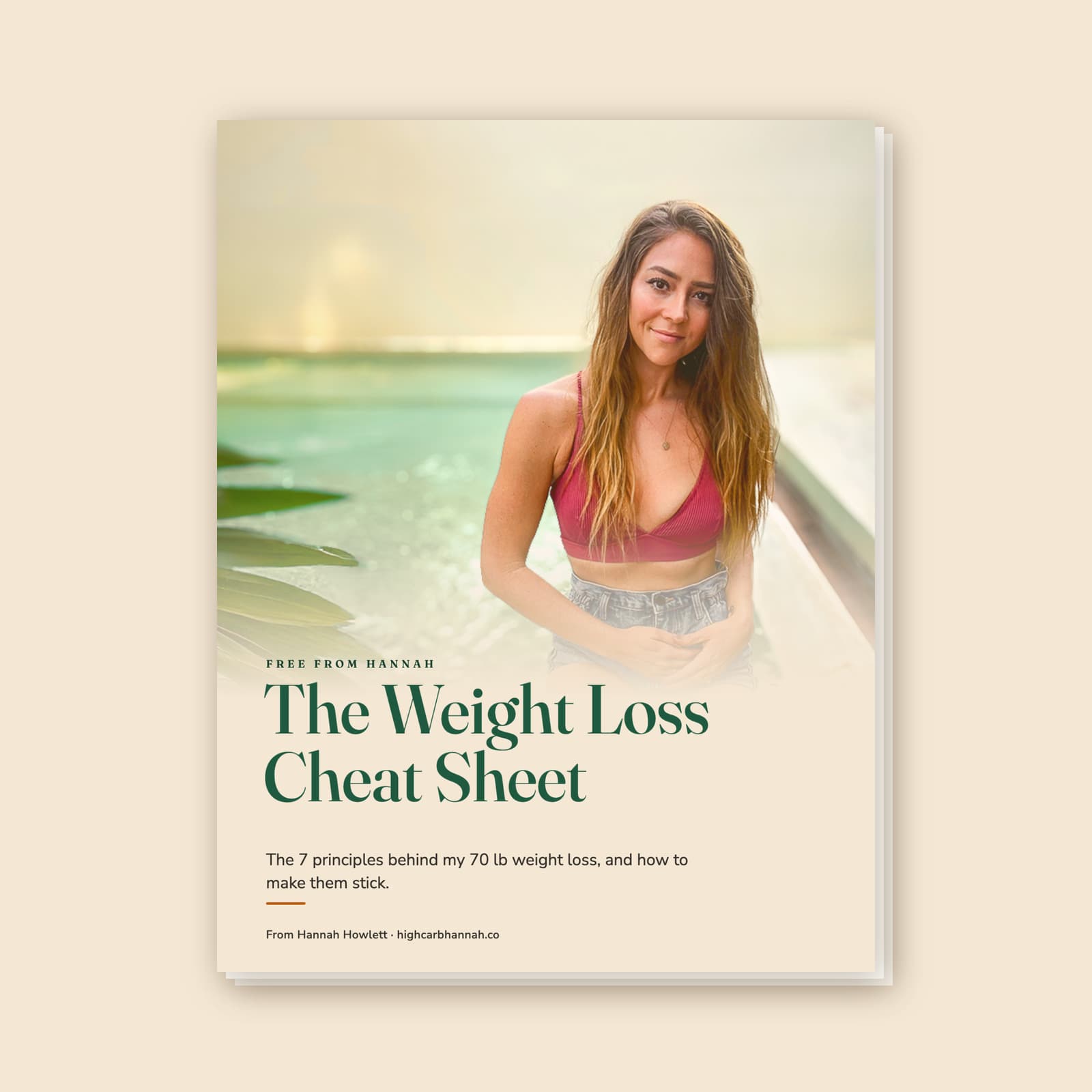 The Weight Loss Cheat Sheet, a free 21 page guide from Hannah Howlett
