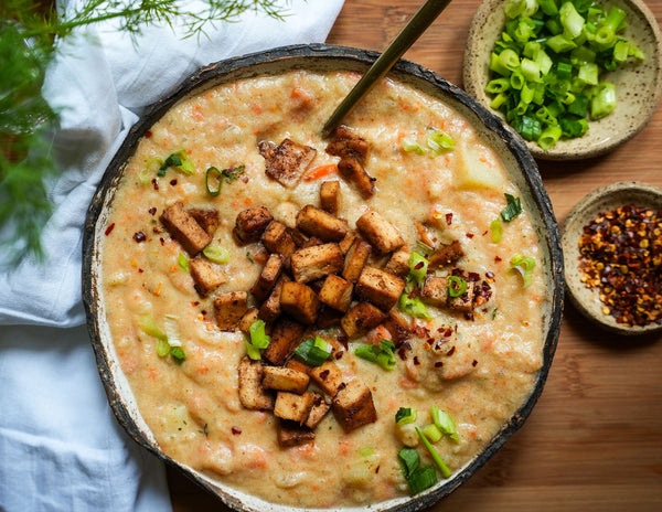 Potato Chowder With Tofu Bacon