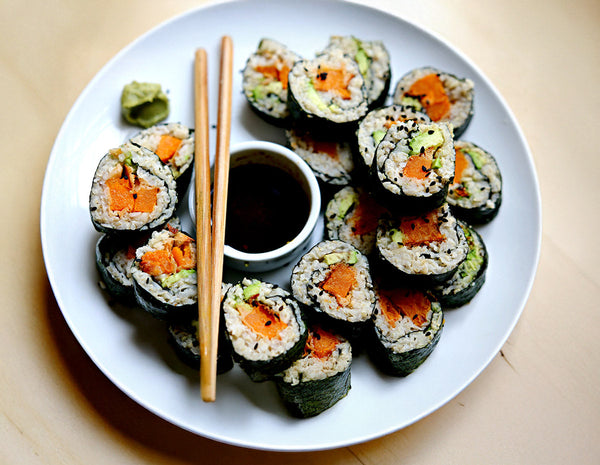 Sriracha Sweet Potato Tempura Vegan Sushi